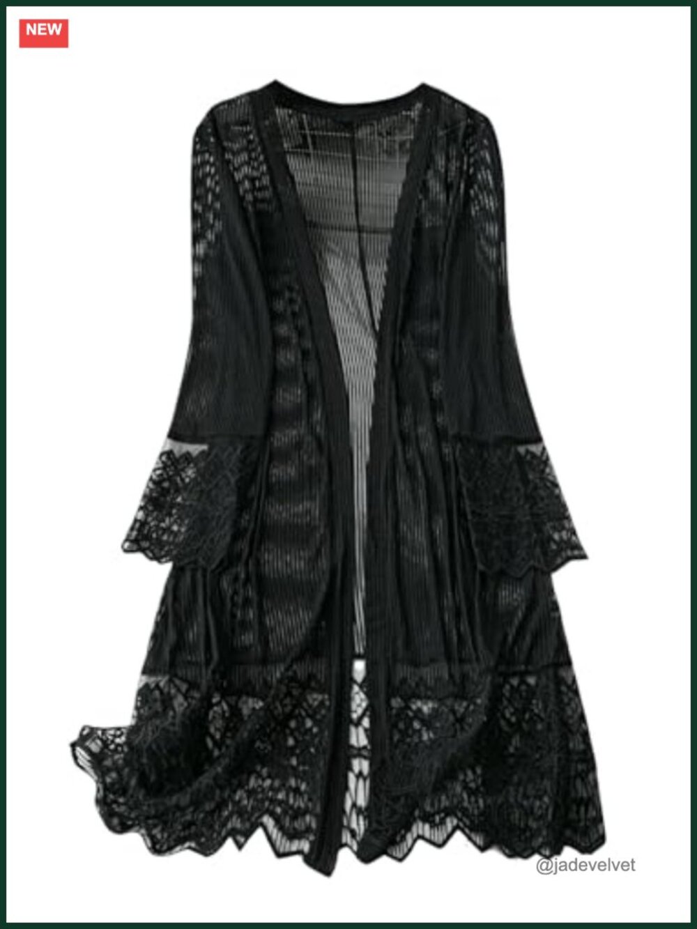 Women's Plus Size Lace Long Cardigan Duster Kimono Open Front Lightweight